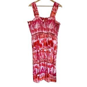 Faded Glory Dress Women's 4X Pink Tribal Sleeveless Smocked Pullover 26W-28W